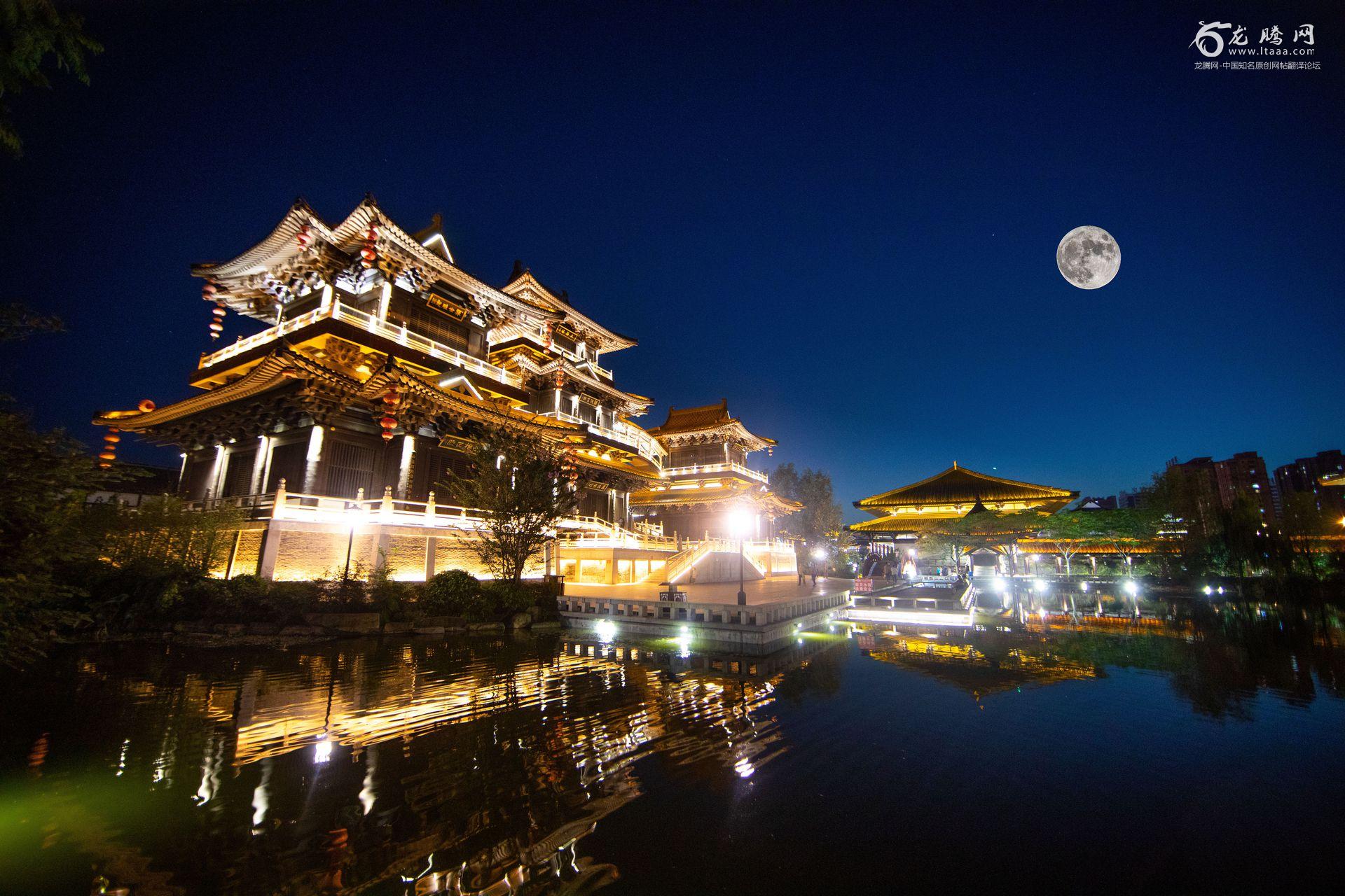 中国各地共赏中秋月古建筑与圆月唯美同框被定格 图说世界 龙腾网